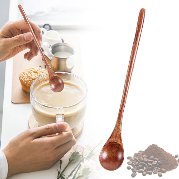 1Pc Clearance Under $3 Wooden Coffee Spoon Tea Spoon Wood For Office Enjoying Tea At Work Long-Handle Mixing Spoon (C)