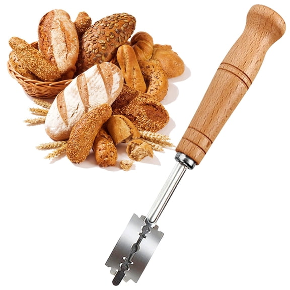 1Pc Clearance Under $5 Bread Lame With 5 Blades Bread Knife Metal For Kitchen Slice Bread Metal Yellow