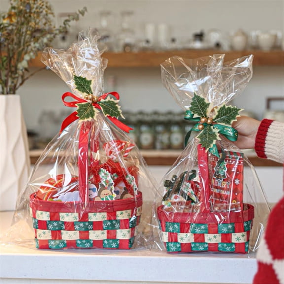 1Pc Clearance Under $5 Christmas Basket Treat Basket For Party, Plastic Plastic (B)