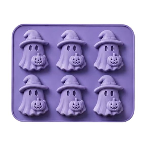 1Pc Clearance Under $5 Halloween Ice Cube Mold Ghost Ice Mold For Kitchen, Silica Gel Ghost Ice Cube Tray Purple