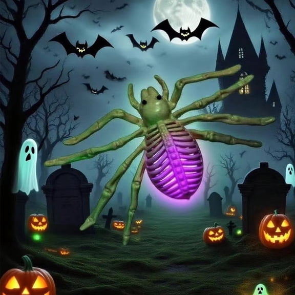 1Pc Clearance Under $5 Light-Up Spider Prop Glow Spider Prop For Front Yard, Plastic Glowing Spider Prop Beige