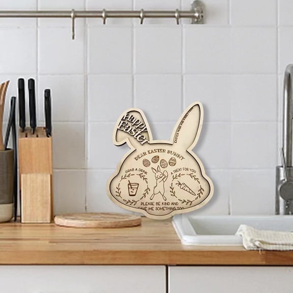 1Pc Clearance Under $7 Bunny Tray Rabbit Tray For Table, Wood Bunny Dinner Plate (F)