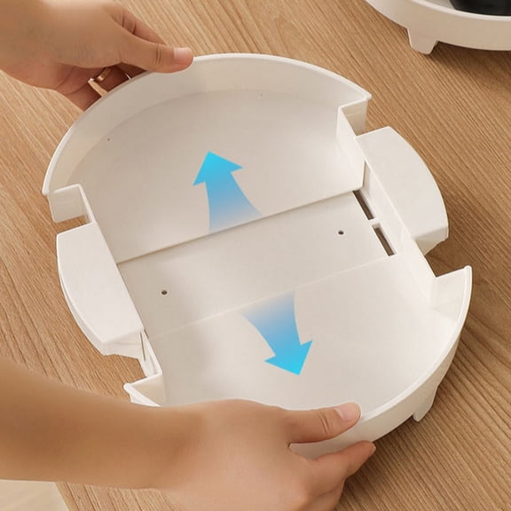 1Pc Clearance Under $7 Expandable Kitchen Shelf Automatic Bin Plastic For Kitchen Disposing Waste Bin 360° Rotating Turntable White