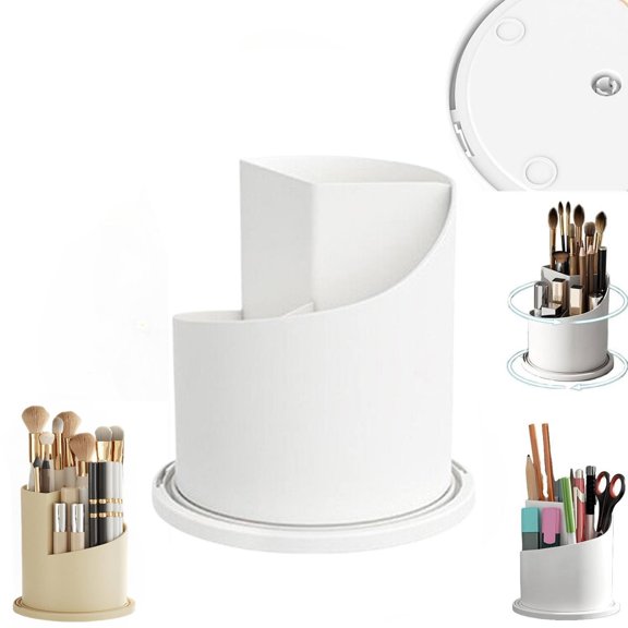 1Pc Clearance Under $7 Rotating Makeup Organizer Rotating Organizer Plastic For Vanity Organizing Makeup Rotating 360° Rotating Brush Holder White