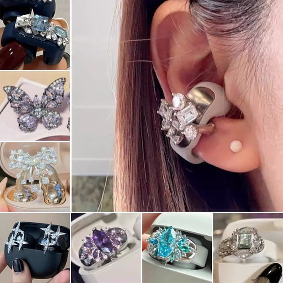 1Pc Clip-on Earbud Sparkling Rhinestone Decor Easy Installation Snap-On Design DIY Headphone Decorative Clamp