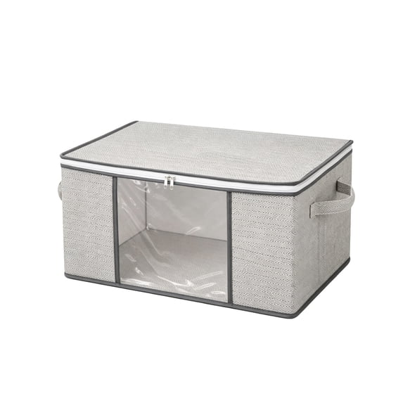 1Pc Clothes Storage Bins with Lids and Zippers, Clear Window and Reinforced Handles, Closet and Organization for Clothing, Sweater, Comforter, Bedding - 22''X10''X14''