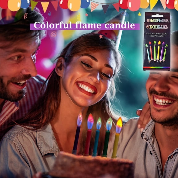 1Pc Colorful Flame Birthday Cake Candles, 6-Pack Cake Decorations With Vibrant Flames For Birthday Parties, Celebrations, Anniversaries - Ideal For Cake Toppers, Event Decor,