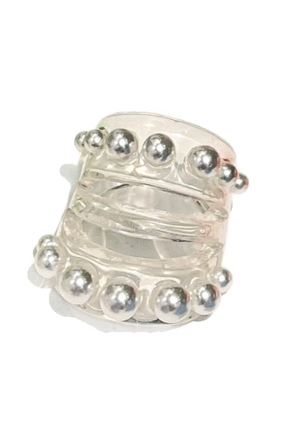 1Pc Comfortable Elegant Hollow Design Rings Imitation Pearls and Adjustable Open Accent Resin Rings for Stylish Gifting