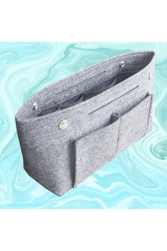 1Pc Compact Light Grey Felt Handbag Inner Pouch Storage Bag for Cosmetics and Small Items