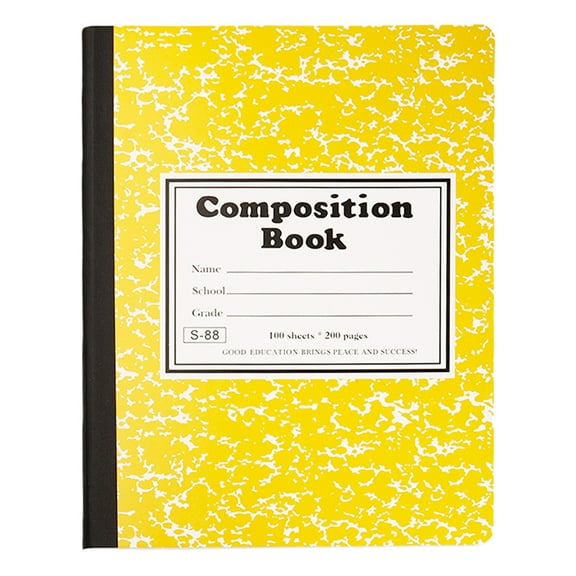 1Pc Composition Notebook, Wide Ruled Composition Books, Marble Composition Notebooks, 90 Sheets/180 Pages, 10.2" x 7.5", Durable Hard Cover, Classroom Must Haves, Yellow