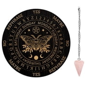 1Pc Cone/Spike/Pendulum Natural Rose Quartz Stone Pendants 1Pc 304 Stainless Steel Cable Chain Necklaces 1Pc PVC Custom Pendulum Board Dowsing Divination Board Butterfly Pattern Board 200x4mm DIY
