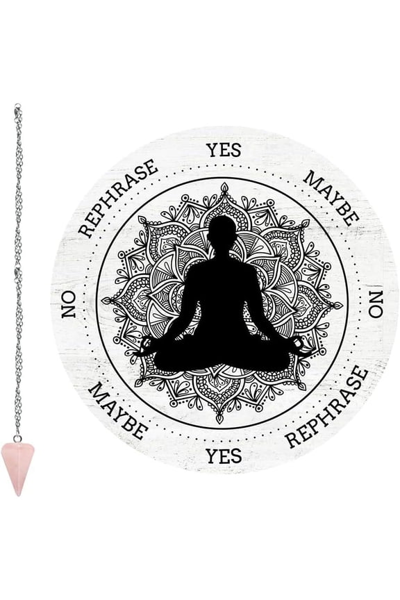 1Pc Cone/Spike/Pendulum Natural Rose Quartz Stone Pendants 1Pc 304 Stainless Steel Cable Chain Necklaces 1Pc PVC Custom Pendulum Board Dowsing Divination Board Human Pattern