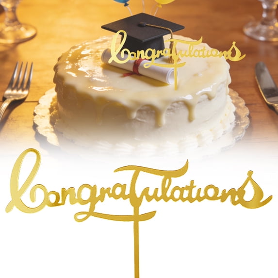 1Pc Congrats Grad Cake Topper Class of 2026, Acrylic Gold Glitter Graduation Cake Decor, Happy Graduation Cake Decoration, Congratulations Grad Decorations for Graduation Celebration Party