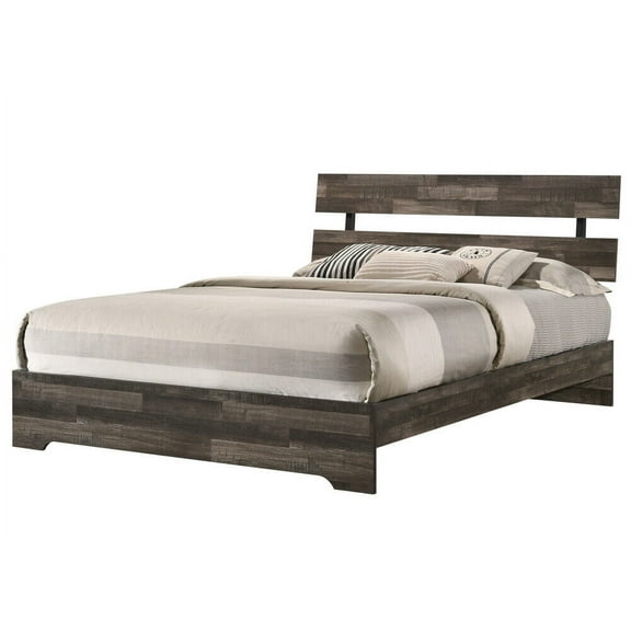 1Pc Contemporary Queen Size Platform Bed Rustic Brown Finish Wooden Bedroom Furniture