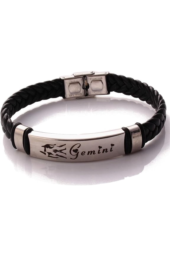 1Pc Cord Bracelets Constellation Bracelet for Men Gemini 8-1/4 inch(21cm) Black