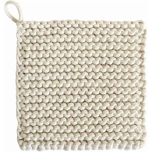 1Pc Cotton Coaster Handmade Square Cornsilk 120x120mm for Home Kitchen Dining Table Use Brown