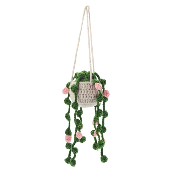 1Pc Cotton Linen Fabric Flower Car Rear View Mirror Pendant Accessories Car Hanging Ornament Pink
