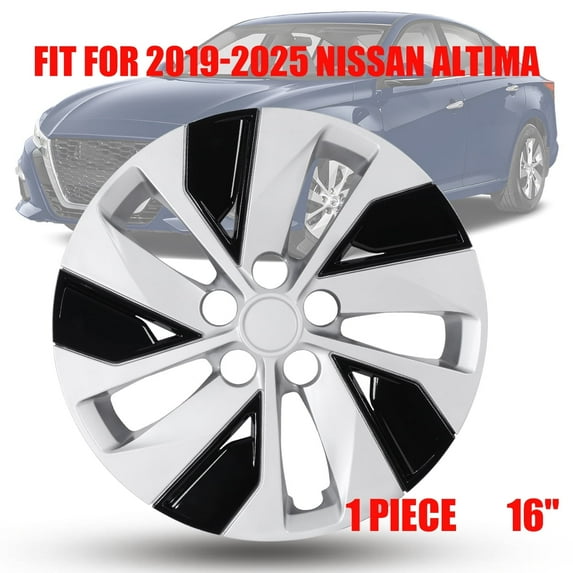 1 Piece 16" Hubcaps Wheel Rims Cover Fit for 2019-2025 Nissan Altima Compatible With Steel Wheels Snap On Installation(16-Inch, SILVER LACQUER & BLACK LACQUER)