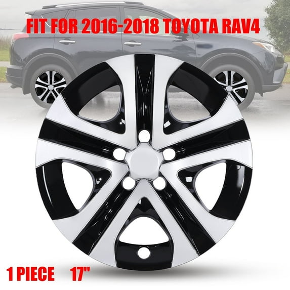 1Pc Cover Hubcaps ,17 Inch Hubcaps Wheel Rims Cover Fit for 2013-2018 TOYOTA RAV4 Compatible With Steel Wheels and Snap On Installation(17-Inch, Silver Lacquer & Black Lacquer)
