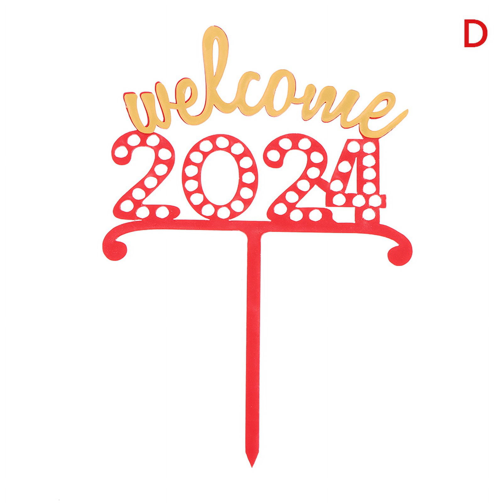 1Pc Creative Acrylic Happy New Year 2024 Cake Topper For Xmas 2024 New