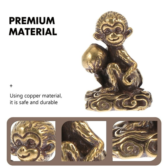 PENIKOKO 1Pc Copper Craft Monkey Decor Desktop Shui Ornament Golden