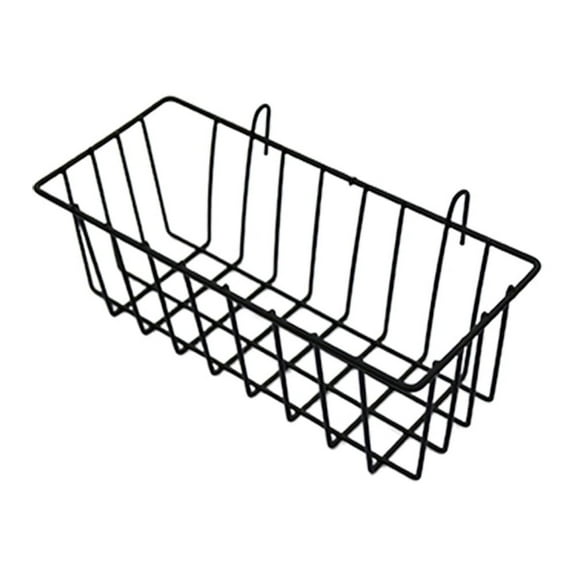 Wall Mount Storage Rack with Iron Wire Basket for Bathroom Kitchen or Living Room Black 1Pc