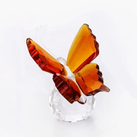 1Pc Crystal Flying Butterfly with Crystal Ball Base Figurine Collection Cut Glass Ornament Statue Animal Collectible
