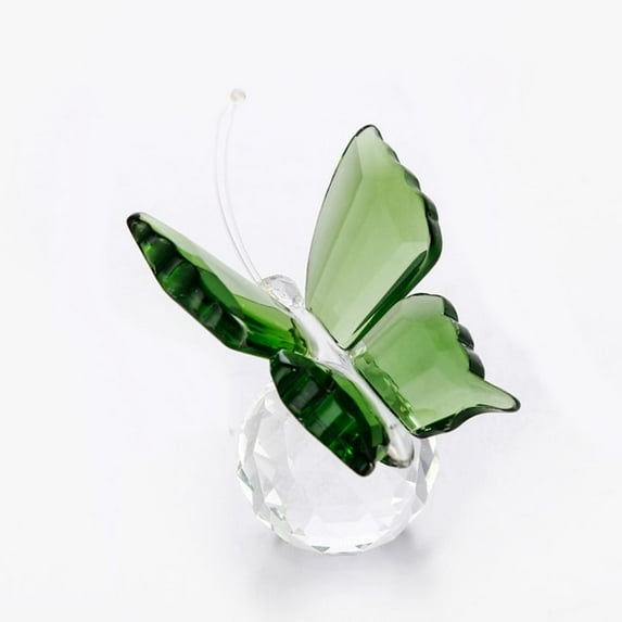 1Pc Crystal Flying Butterfly with Crystal Ball Base Figurine Collection Cut Glass Ornament Statue Animal Collectible