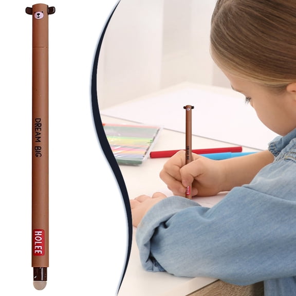 1Pc Cute Animal Shaped Erasable Pen, Retractable Ballpoint Pens, Cartoon Lion Giraffe Tiger Decorative Writing Pens, 0.7mm Fine Point Smooth Ink Gel Ball Pens, Kawaii Stationery Gift