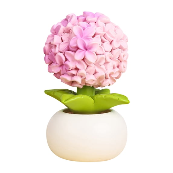 1Pc Cute Desk Accessories Mini Fake Plant, Kawaii Resin Hydrangea Flower Figurine with Smile Face Pot, Aesthetic Office Decor Cubicle Bookshelf Knick Knack
