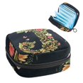 thumbnail image 1 of 1Pc Cute Period Bag Menstrual Cup Pouch, Large Storage Bag Sanitary Purse for Sanitary Napkin Pads, Letter J with Flowers Leaves Black Background Pads Organizer for Girls Women, 1 of 6