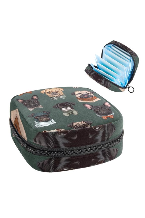 1Pc Cute Period Bag Menstrual Cup Pouch, Large Storage Bag Sanitary Purse for Sanitary Napkin Pads, Cute Variety of Dog Faces Pads Organizer for Girls Women