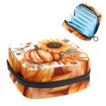 thumbnail image 1 of 1Pc Cute Period Bag Menstrual Cup Pouch, Large Storage Bag Sanitary Purse for Sanitary Napkin Pads, Vintage Thanksgiving Pumpkin Sunflower Flowers Leaves Pads Organizer for Girls Women, 1 of 6