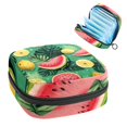 thumbnail image 1 of 1Pc Cute Period Bag Menstrual Cup Pouch, Large Storage Bag Sanitary Purse for Sanitary Napkin Pads, Watermelon Lemon Tropical Leaves Green Background Pads Organizer for Girls Women, 1 of 6