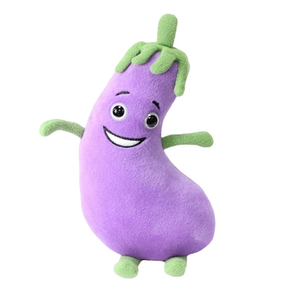 1Pc Cute Vegetable Plush Toy, Simulation Eggplant Stuffed Doll With Soft Plush, Smiling Face & Green Appendages, For Teens, Teenagers, S, Daily Play, Home Decor, Gift Giving