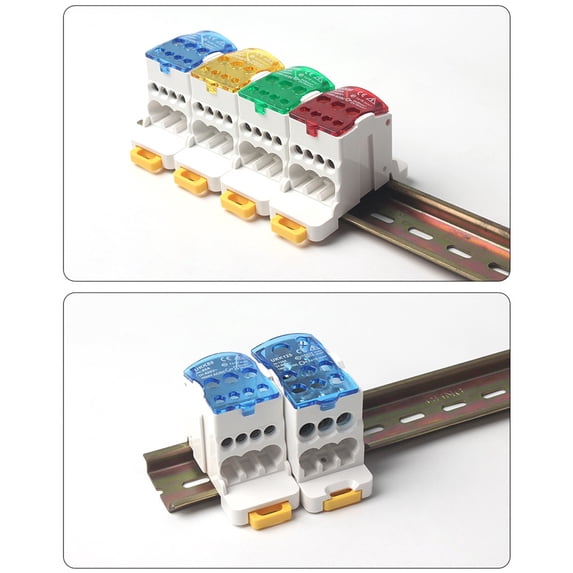 1Pc Electrical Junction Box with DIN Rail Mount, Universal Terminal Block for Distribution Cabinets & High Voltage Panels, High-Quality Wiring Accessories Blue