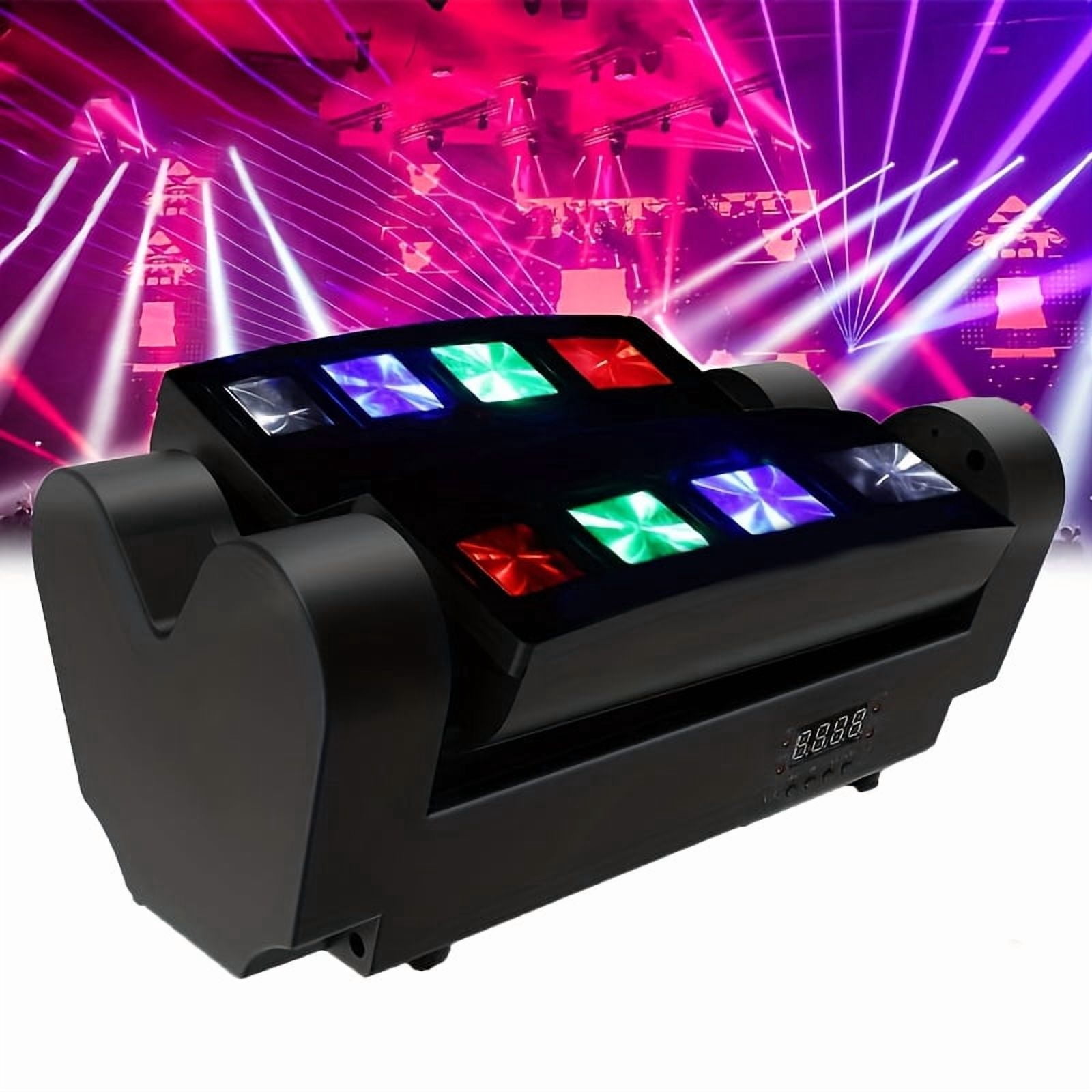 1Pc DJ Disco Stage Light 8LED RGB Sound Activated Flash Strobe Projector Spider Beam Moving Head Stage Lighting For Christmas Halloween Karaoke KTV Bar Wedding Birthday Party Decor