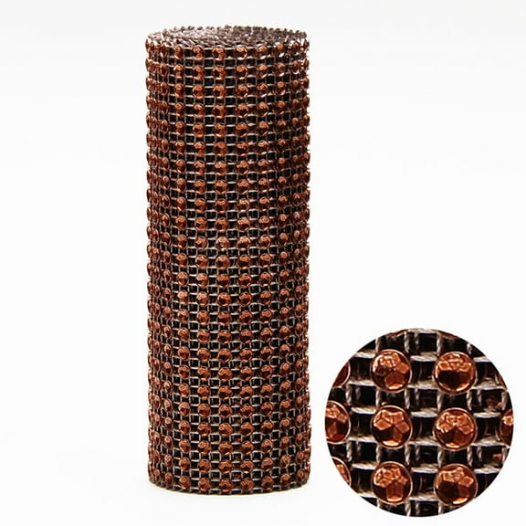 1Pc Decorative Ribbon,Crystal Rhinestone Ribbons Plastic 24 Rows Shiny Diamond Rhinestone Mesh Wrap Roll,24 Rows Of Plastic Hollow Mesh Drills Brown