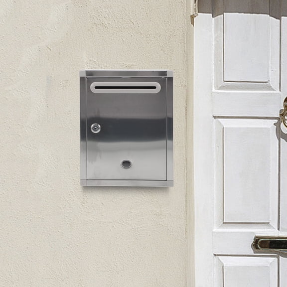 1Pc Decorative Stainless Steel Mailbox Wall Mount Plated Silver Rust Proof for Home