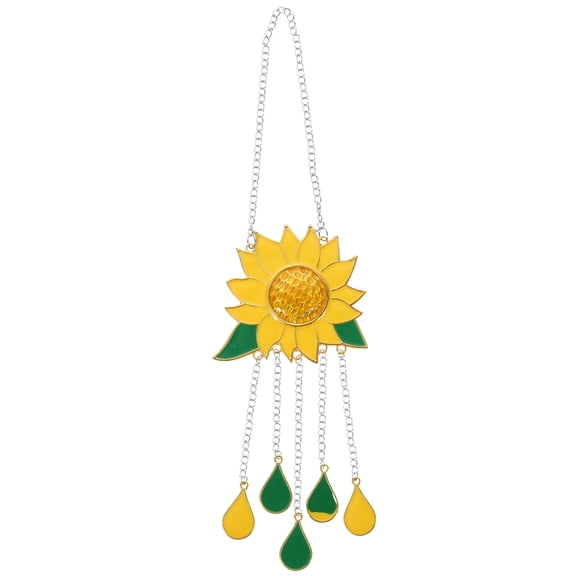 OUNONA 1Pc Durable Yellow Metal Wind-Bell Pendant Creative Garden Decor Accessory