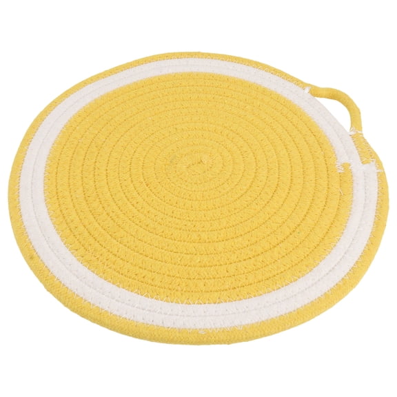 FUEENIRVA Yellow Woven Cotton Rope Placemat, Insulated Dining Table Mat for Household Use