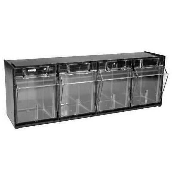 1Pc Deflecto 20404OP 23 5/8" x 6 5/8" x 8 1/8" Black Interlocking 4 Tilt-Bin Organizer
