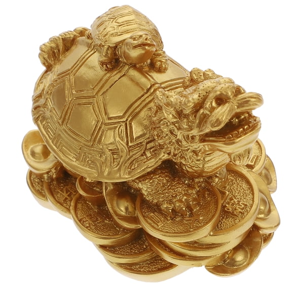 FUEENIRVA Resin Turtle Dragon Figurine Golden Shui Home Decor 1Pc
