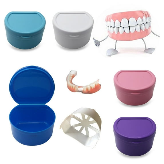 1Pc Denture Box Clearance! Nomeni Denture Bath Box Case Dental False Teeth Storage Box with Hanging Net Container, Household Detergent Promotion Sale! Blue