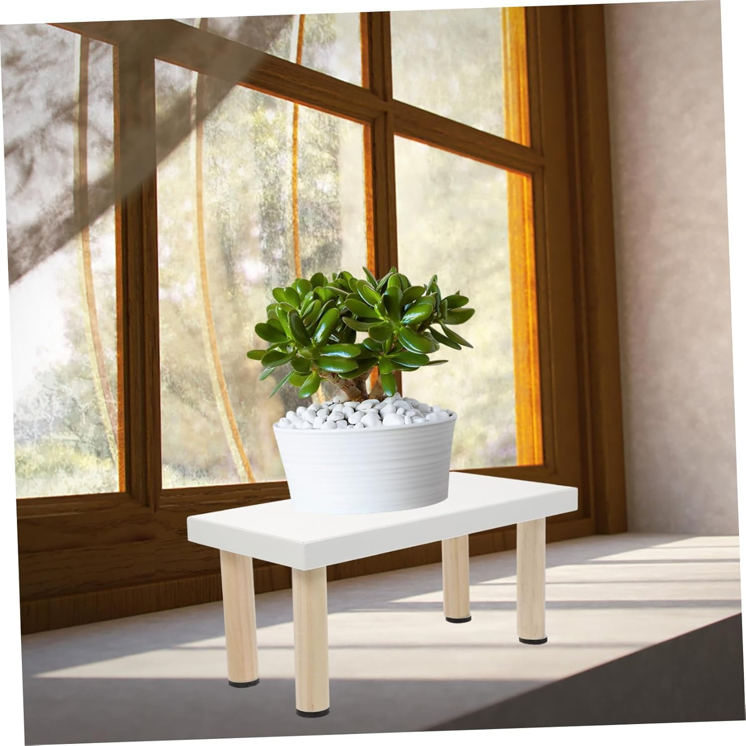 1Pc Desktop Small Flower Stand Wooden Plant Stand Plant Display Rack