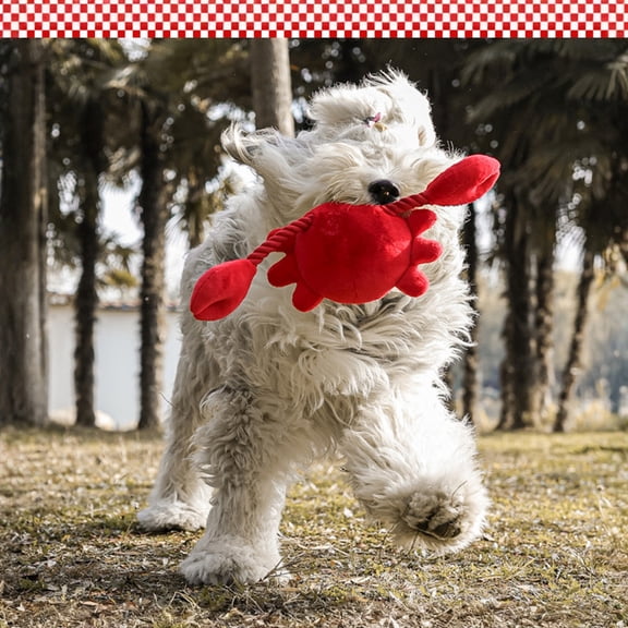 1Pc Dog Toy Red Large Crab Squeaky Tug-Of-War Chew Toy For Medium Large Breed Dogs - Golden Retriever, Shiba Inu, Interactive Puzzle Toy For Boredom Relief, Durable Plush Material
