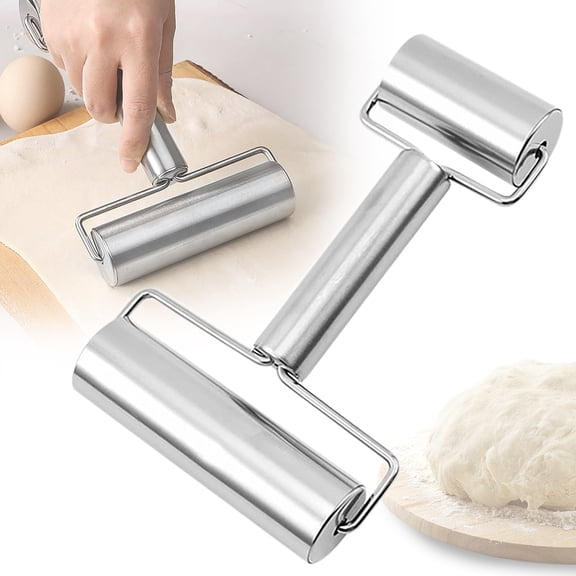 1Pc Double Ended Stainless Steel Rolling Pin, 7.17inch Mini Metal Dough Roller Pin for Baking Pizza, Dough Rolling Pin, Stainless Steel Dough Pin, Baking Rolling Pin for Kitchen Baking Pizza Bakery