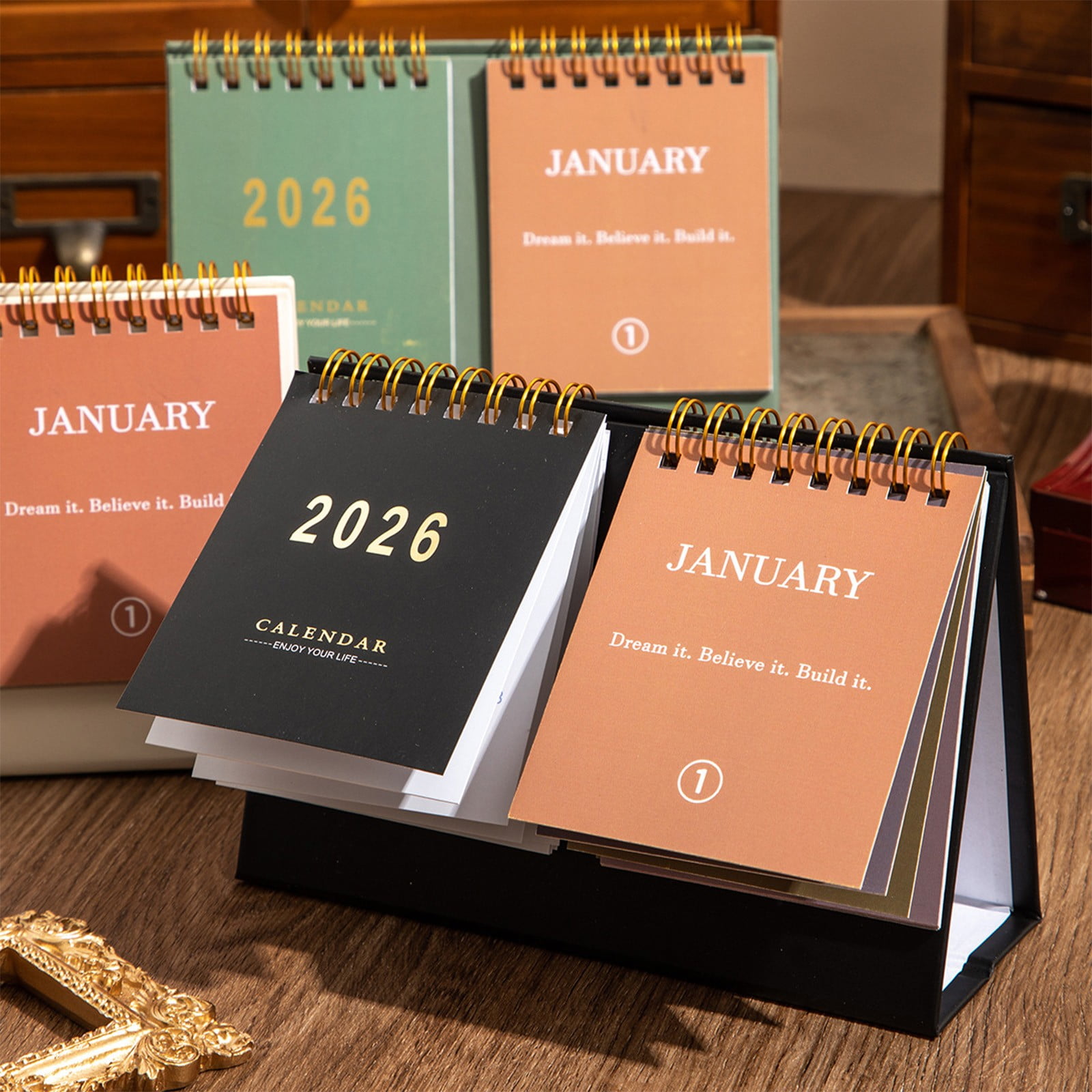 1Pc Double-Row Desk Calendar 2026 with Motivational Quotes,Plan Memo ...