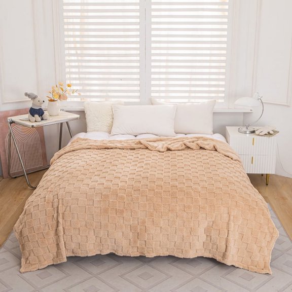 1Pc Double-Sided Jacquard Rice Checkered Thickeneded Blanket 100/120/150/180/200/70cm Warm, Soft and Comfortable