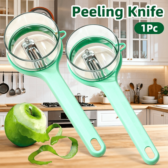 1Pc Double-Sided Stainless Steel Peeler with Built-in Collection Container, Multifunctional Vegetable and Fruit Peeling Tool with Ergonomic Handle, Kitchen Gadget for Potato Carrot and Apple